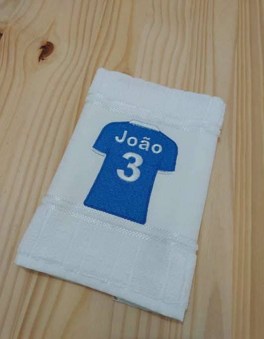 Toalha Camisa Futebol Azul Royal Personalizada com SEU NOME e NÚMERO