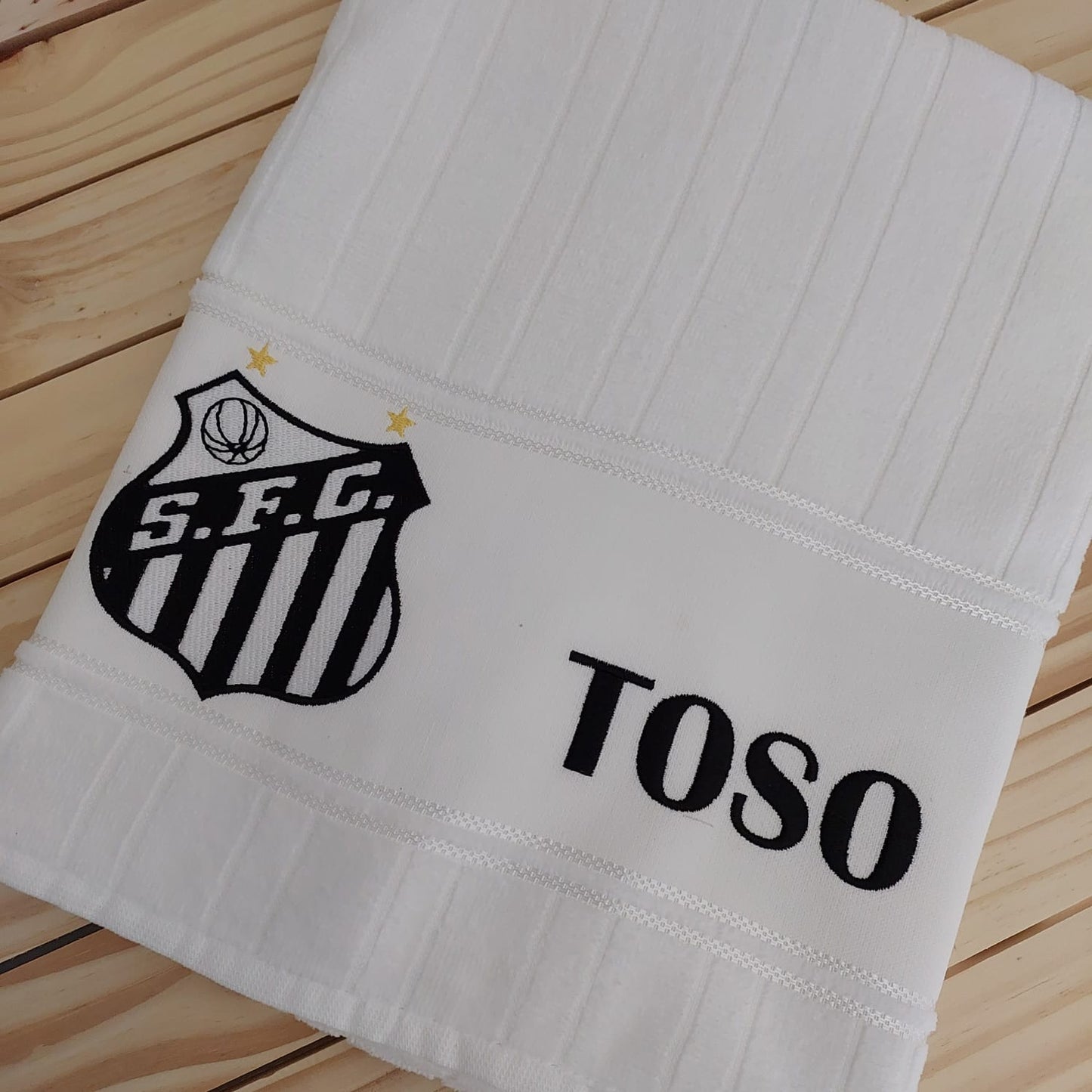 Kit Toalha de Banho + Rosto Personalizada Seu Time + Seu Nome Bordado